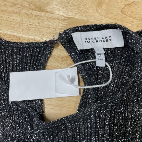 DEREK LAM 10 CROSBY NWT Kailani Ruffle Sleeve Knit Jumpsuit Size L NO BELT - Picture 6 of 11